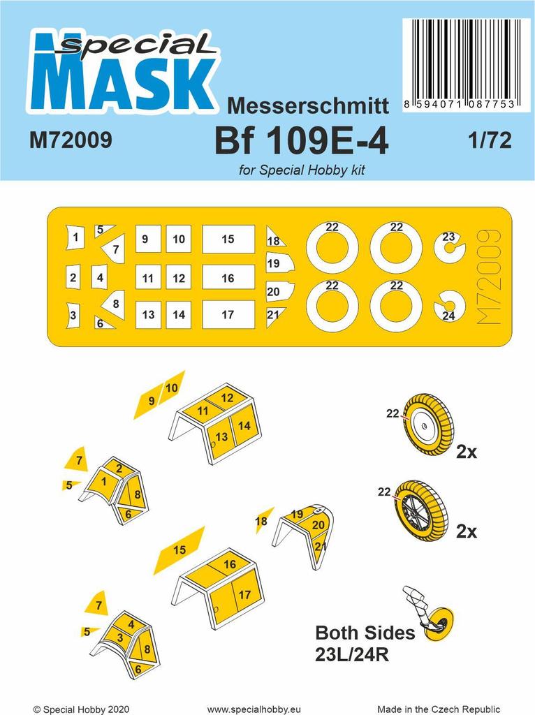 Special Hobby SHM72009 Messerschmitt Bf-109E-4/7 Mask 1:72