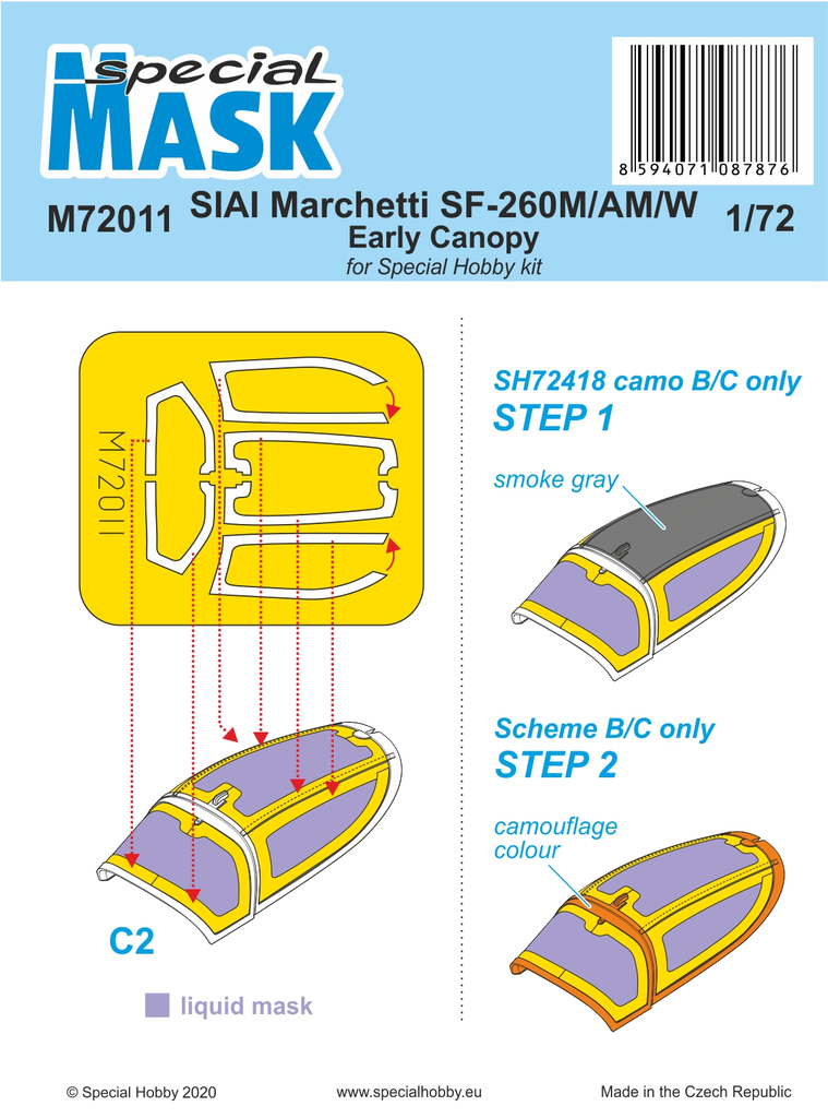 Special Hobby SHM72011 SIAI SF-260M/AM/W Flat Canopy Mask 1:72