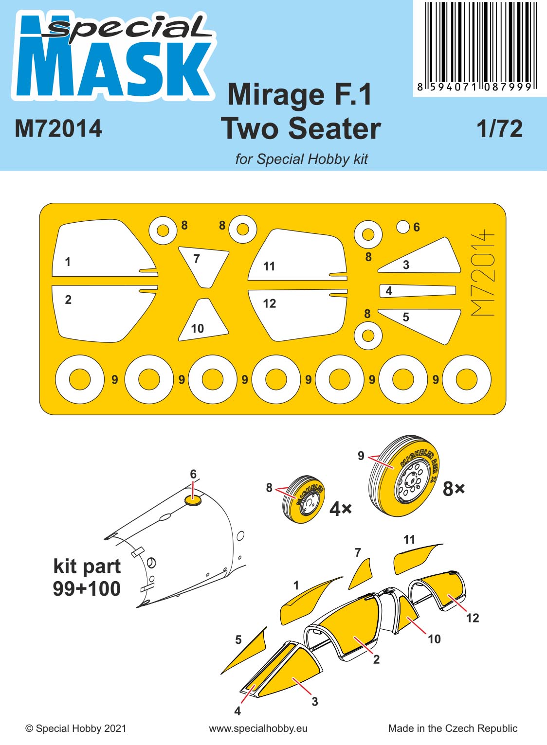 Special Hobby SHM72014 1:72 Dassualt Mirage F.1 Two Seater Mask