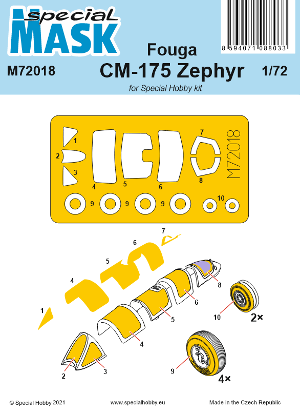 Special Hobby SHM72018 Fouga CM-175 Zephyr Paint Mask 1:72