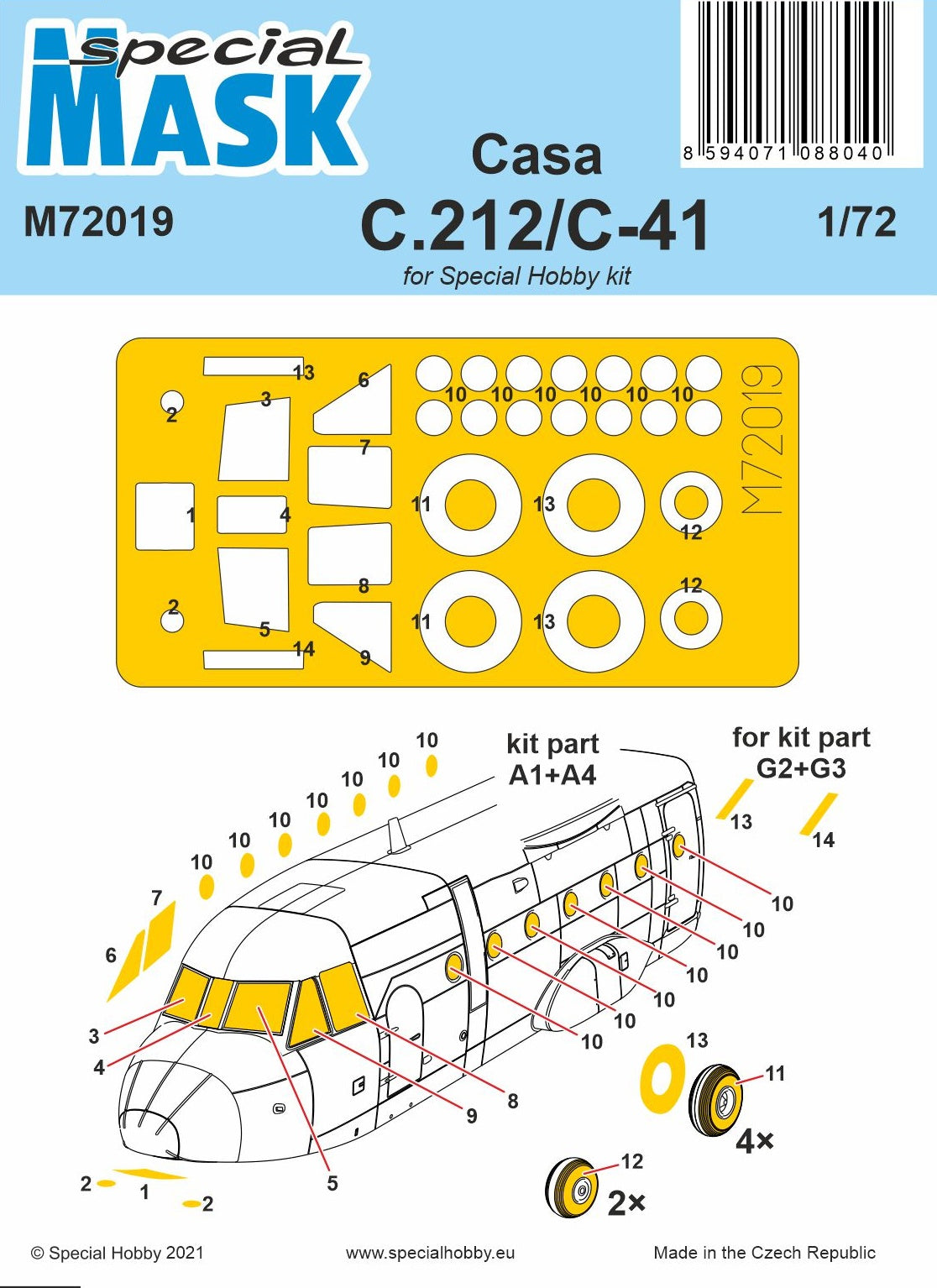 Special Hobby SHM72019 1:72 Casa C.212/C-41 Mask wheels and canopy mask