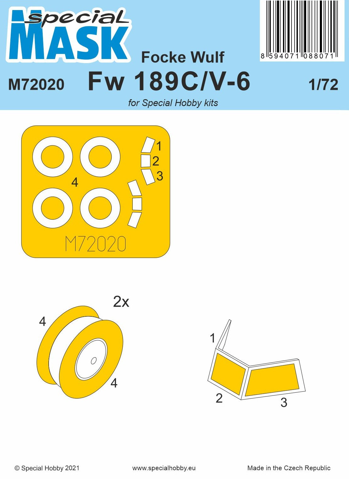 Special Hobby SHM72020 1:72 Focke-Wulf Fw-189C/V-6 wheels and canopy mask