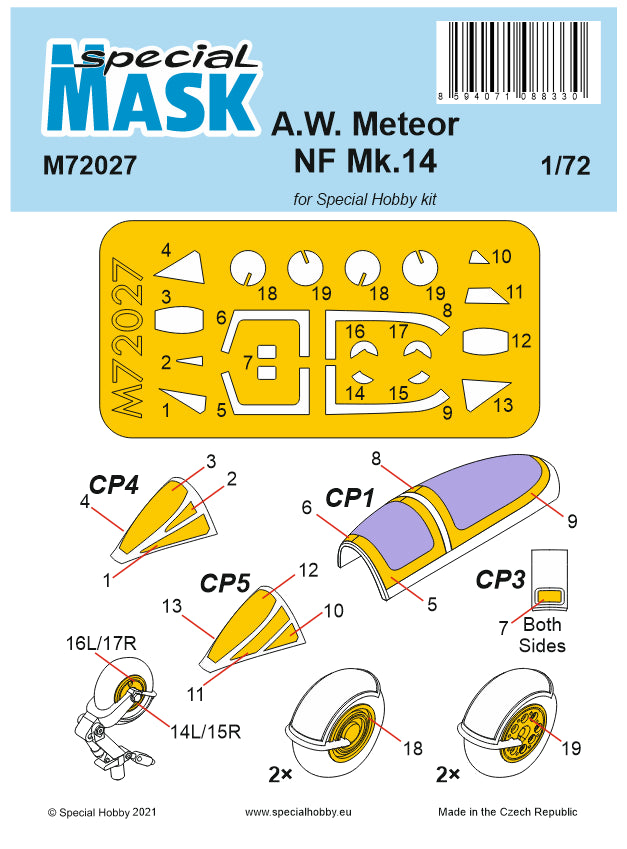 Special Hobby SHM72027 Gloster Meteor NF Mk.14 Paint Mask 1:72