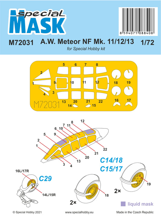Special Hobby SHM72031 Meteor NF Mk.11/12/13 Paint Mask 1:72