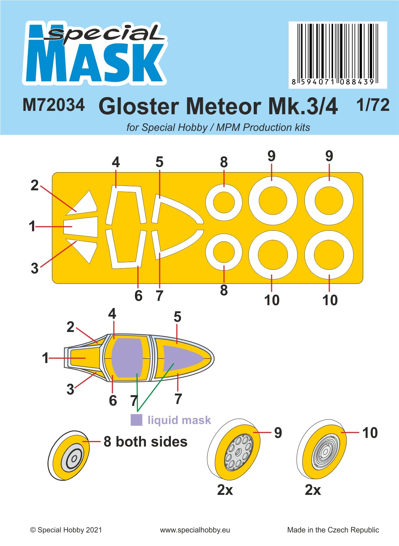 Special Hobby SHM72034 Gloster Meteor Mk.3/Mk.4 Mask 1:72