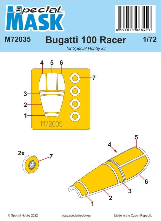Special Hobby SHM72035 1:72 Bugatti 100 wheels and canopy frame paint mask
