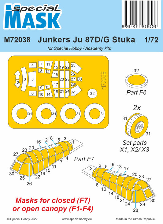 Special Hobby SHM72038 Ju-87D/G Stuka Mask SH/Academy 1:72