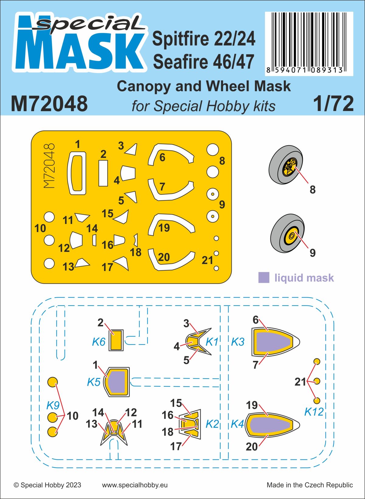 Special Hobby SHM72048 1:72 Spitfire 22/24 Seafire 46/47 Mask