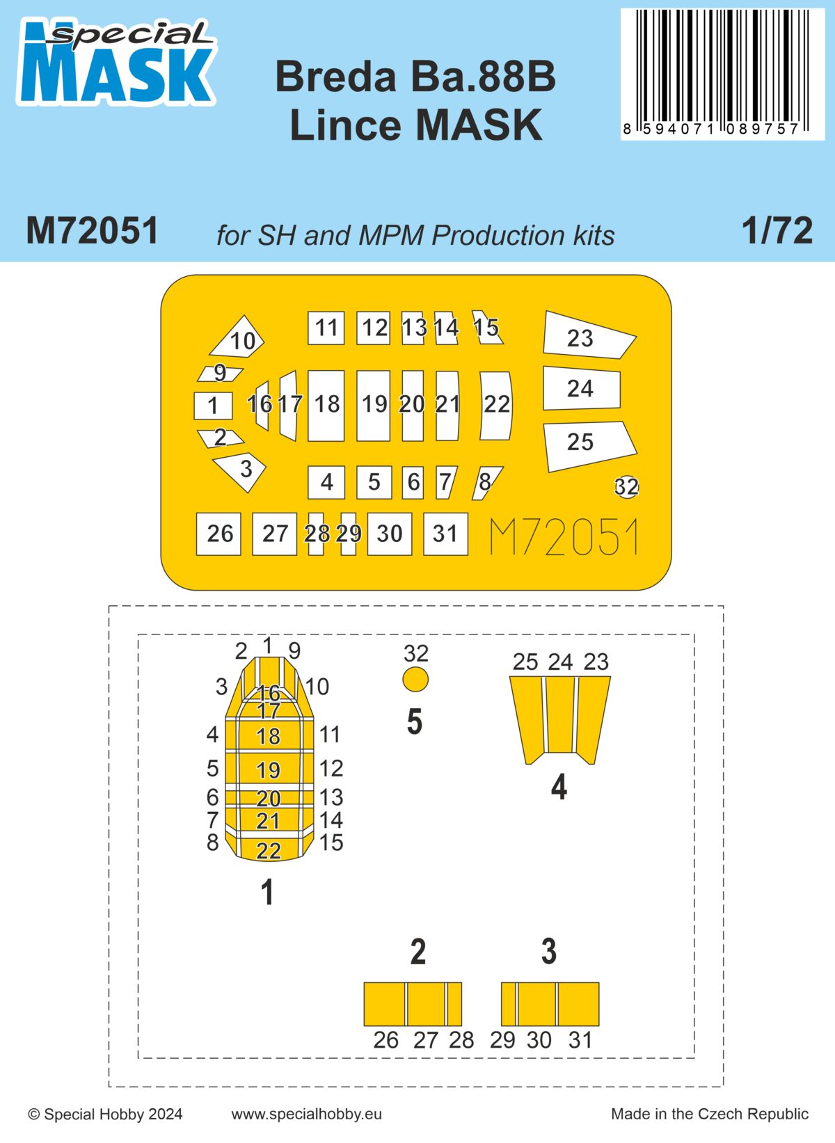 Special Hobby SHM72051 1:72 Breda Ba.88B Lince MASK