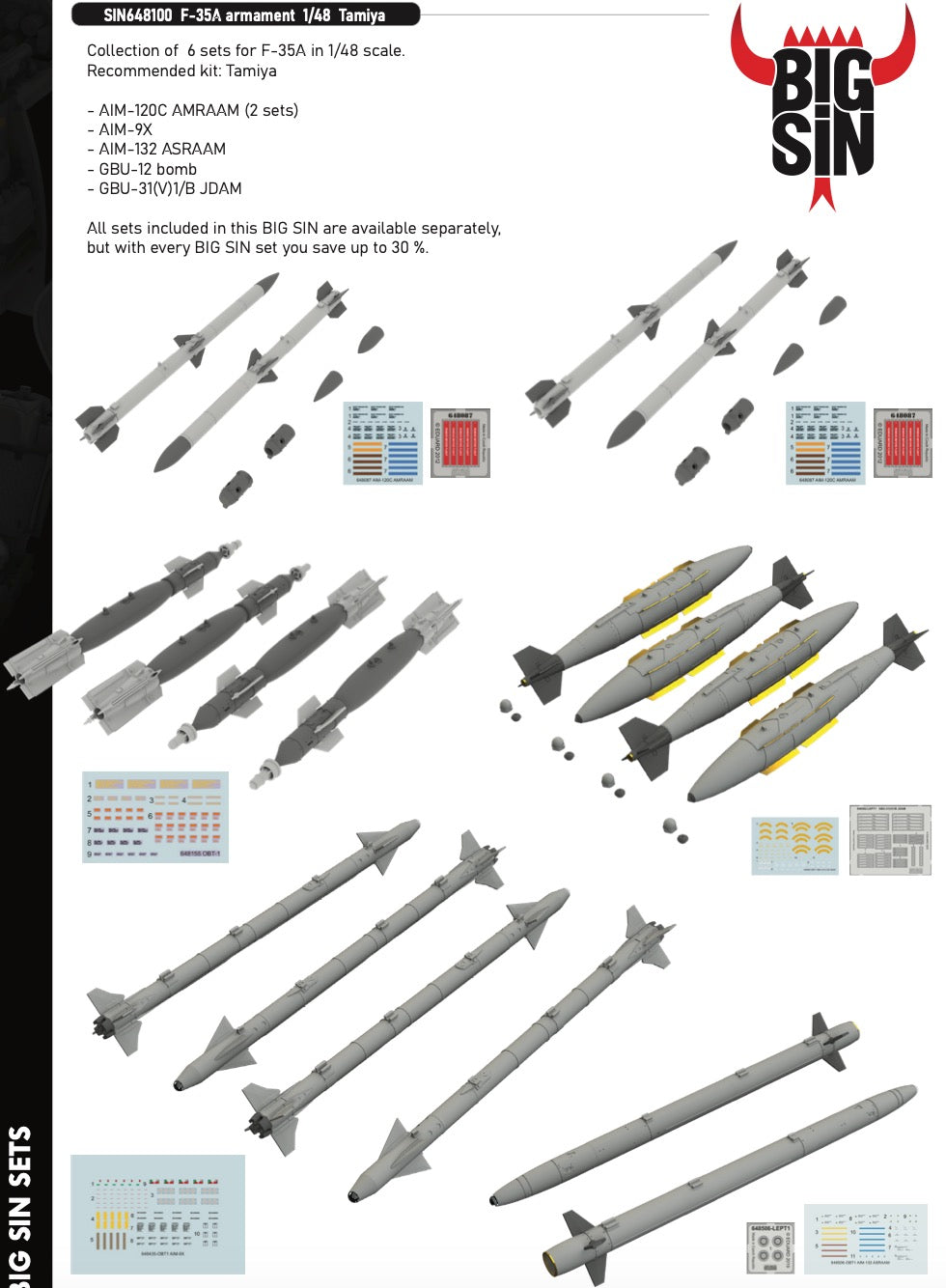 Eduard Brassin SIN648100 1:48 Lockheed-Martin F-35A Lightning II armament