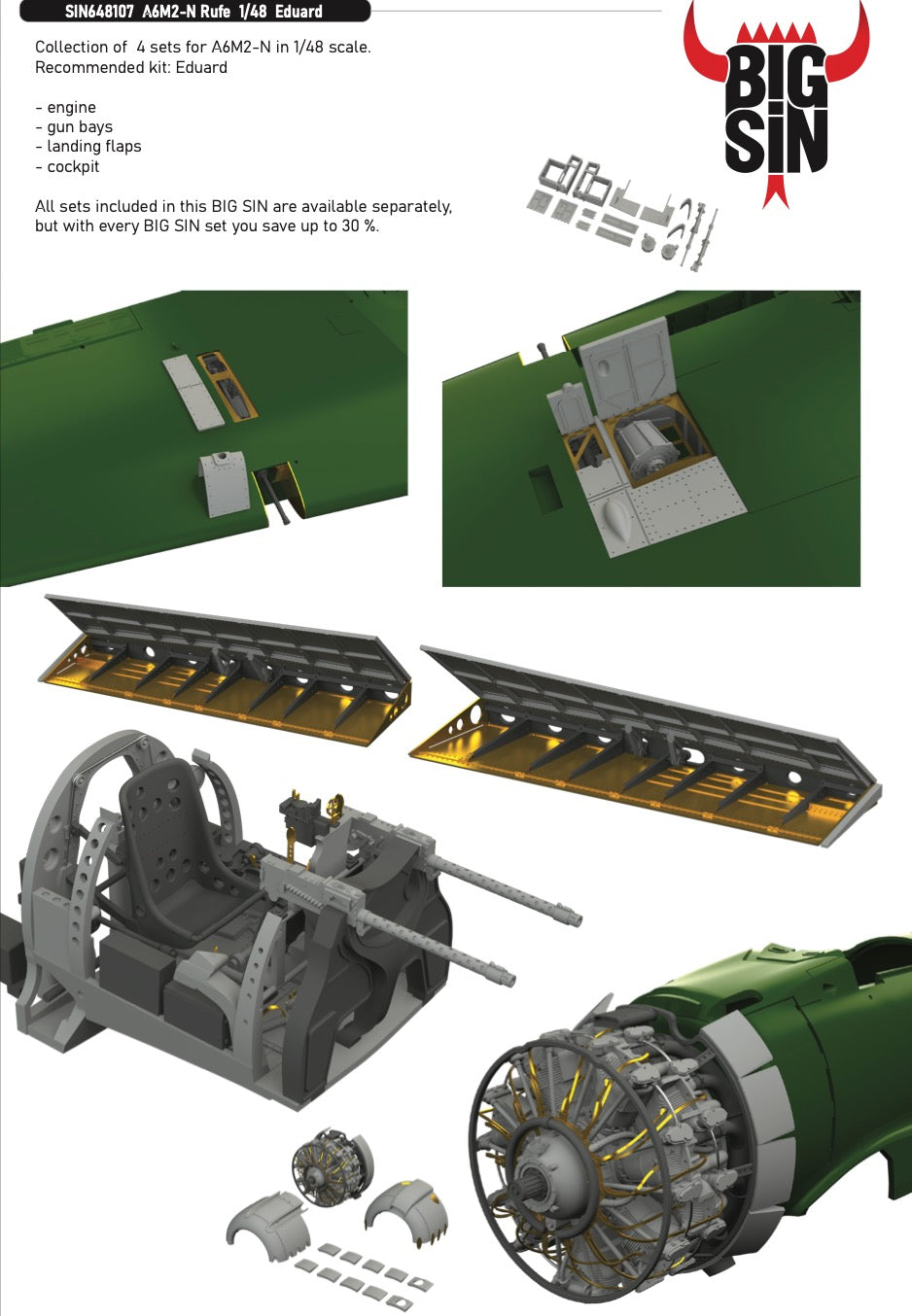 Eduard Brassin SIN648107 1:48 Nakajima A6M2-N Rufe