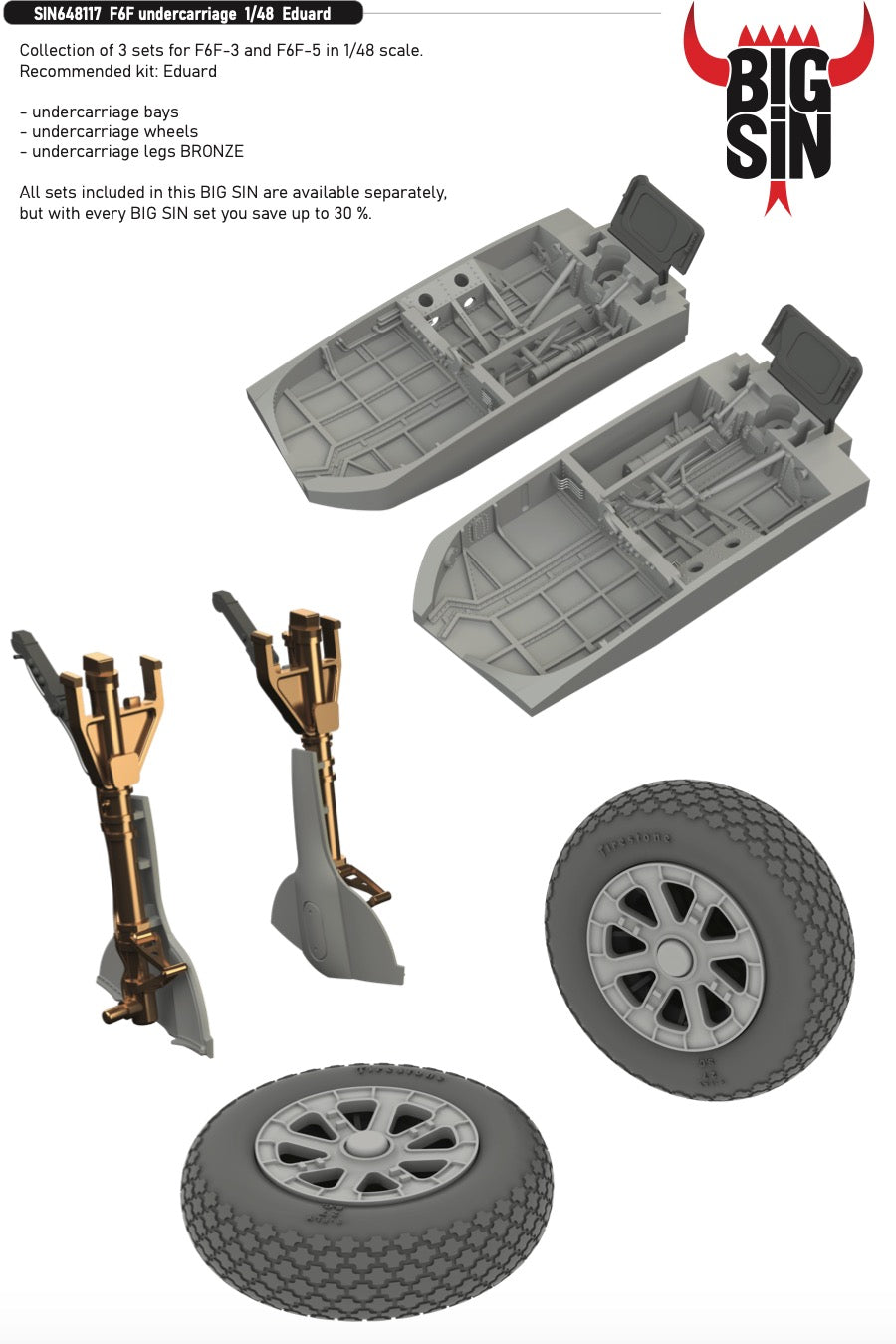 Brassin SIN648117 Hellcat Wells/Wheels/Drone Legs 1:48