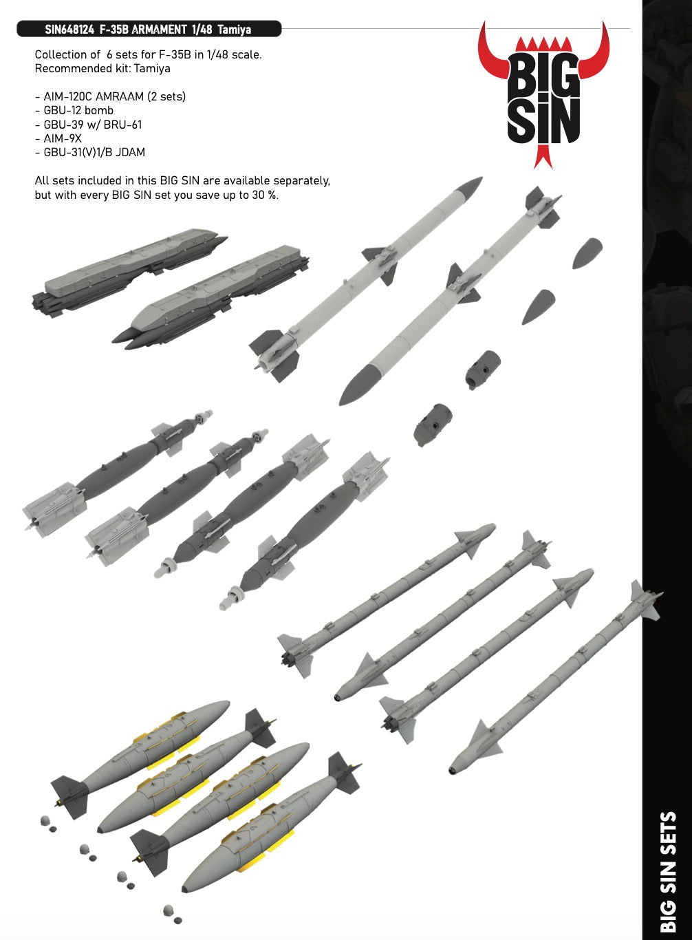 Eduard Brassin SIN648124 Lockheed-Martin F-35B ARMAMENT 1:48