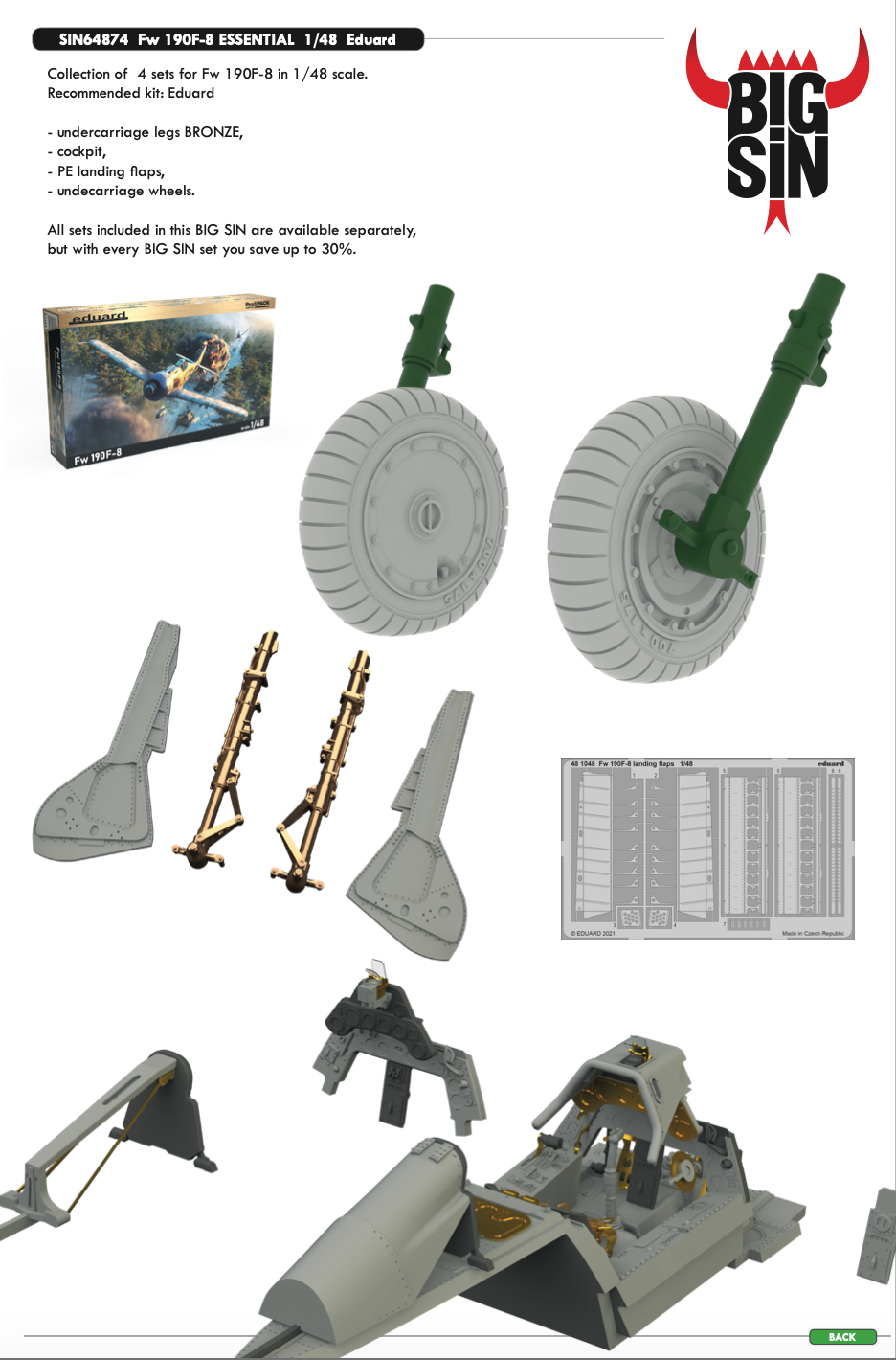 Eduard Brassin SIN64874 1:48 Focke-Wulf Fw-190F-8 ESSENTIAL