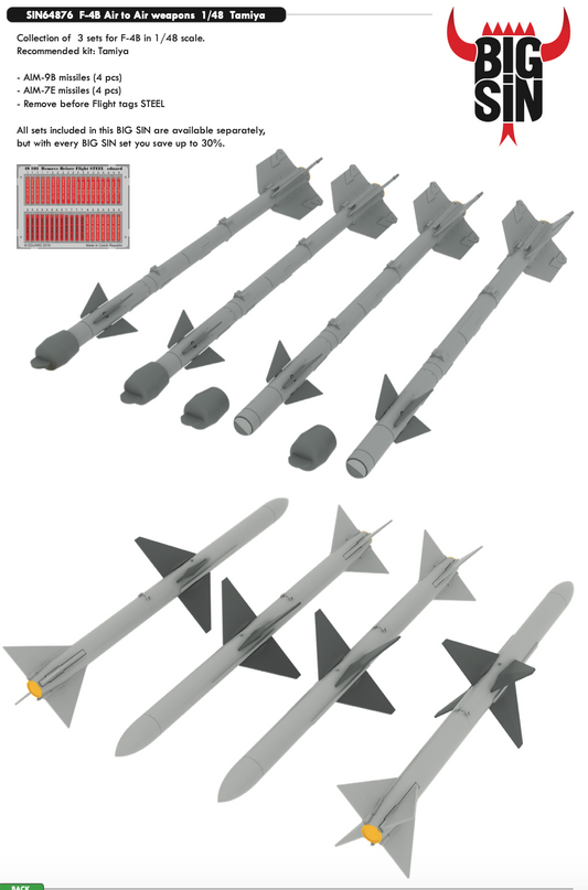 Eduard Brassin SIN64876 1:48 McDonnell F-4B Phantom Air to Air weapons