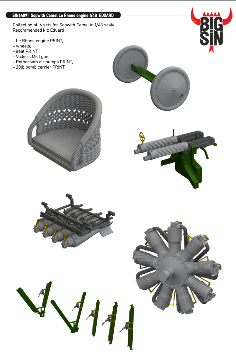 Eduard Brassin SIN64891 1:48 Sopwith Camel Le Rhone engine