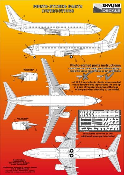 Skyline SKY14015 1:144 Boeing 737-300/400/500 PE Detail Set