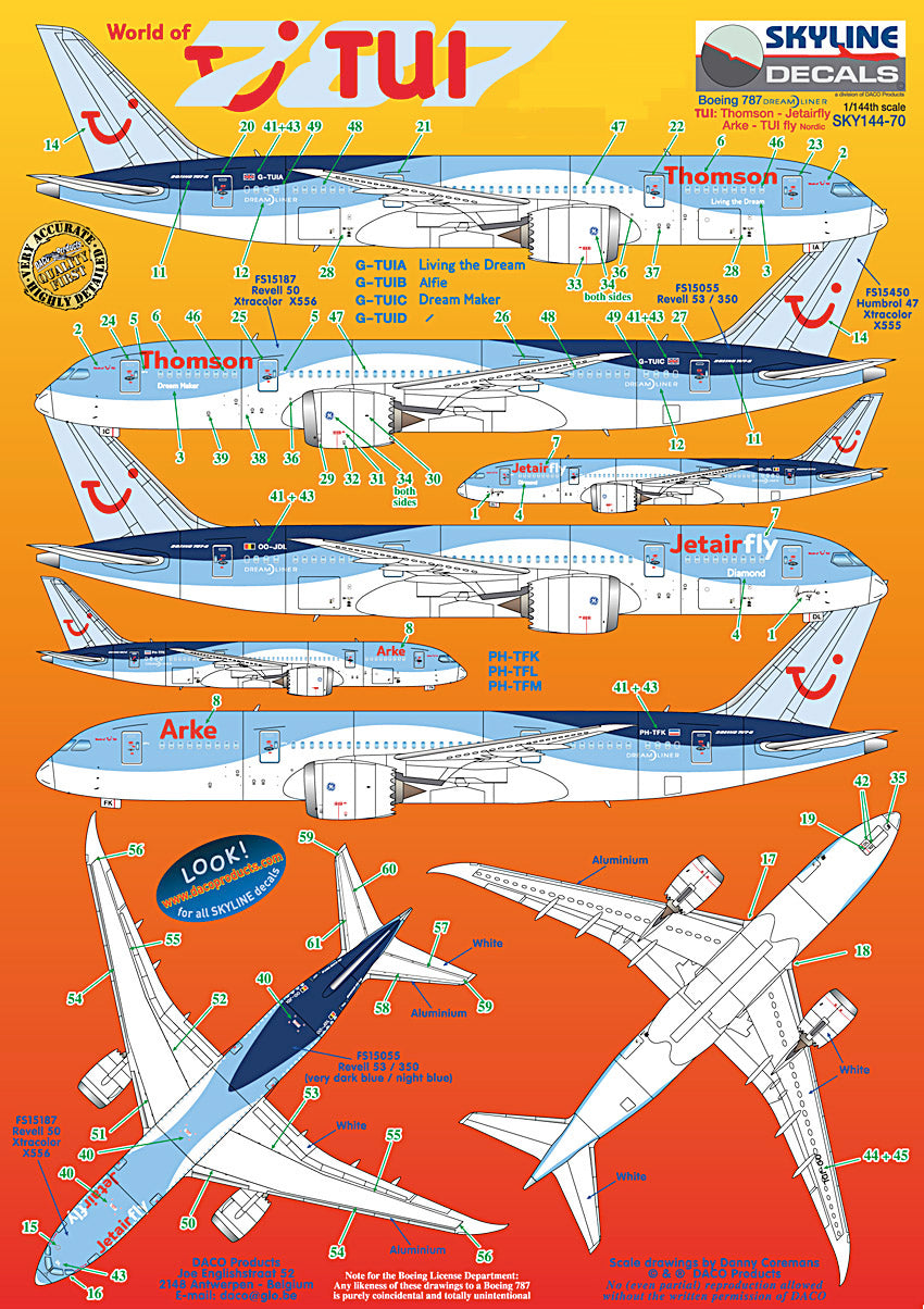 Skyline SKY14070 1:144 Boeing 787 Dreamliner for the TUI group