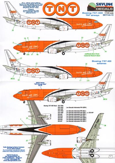 Skyline SKY14072 1:144 Boeing 737 TNT Express
