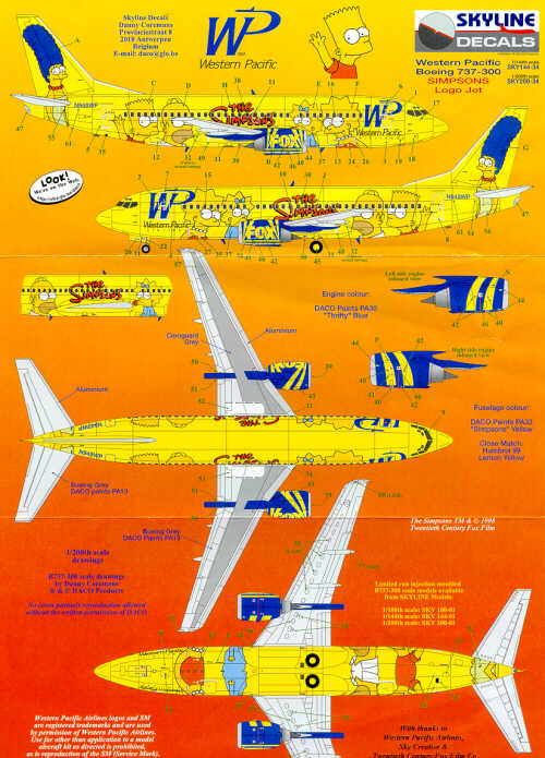 Skyline SKY20034 1:200 Boeing 737-300 THE SIMPSONS N949WP