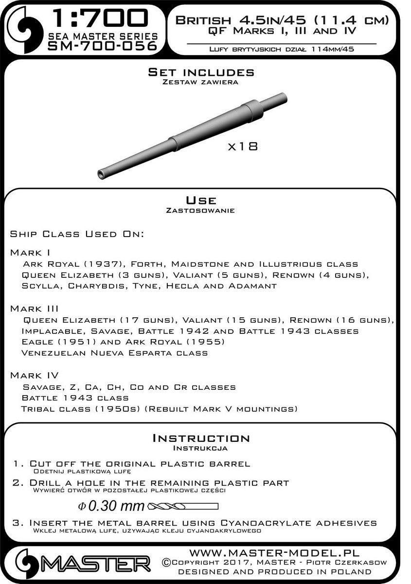 Master SM700-056 1:700 British 4.5in/45