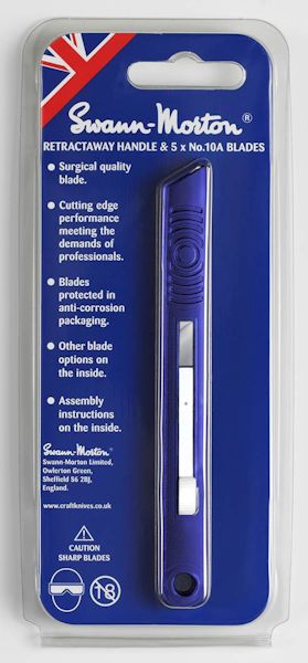 Swann Morton SM9206 Premium Retractable Blade Knife (5 no.10A straight blades)