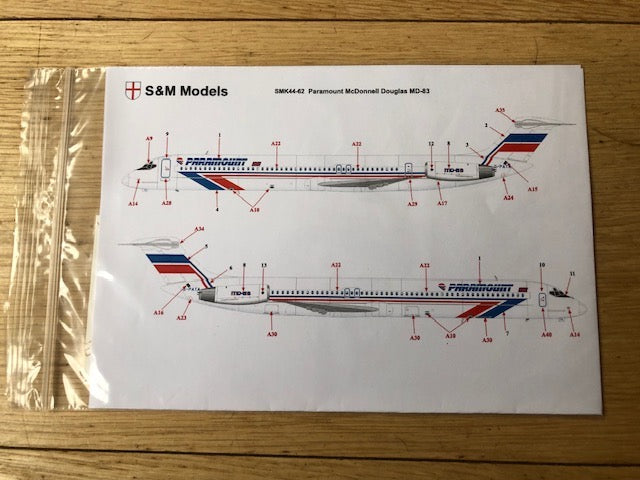 S & M Models SMK44-62 1:144 McDonnell-Douglas MD-83 Paramount Airways