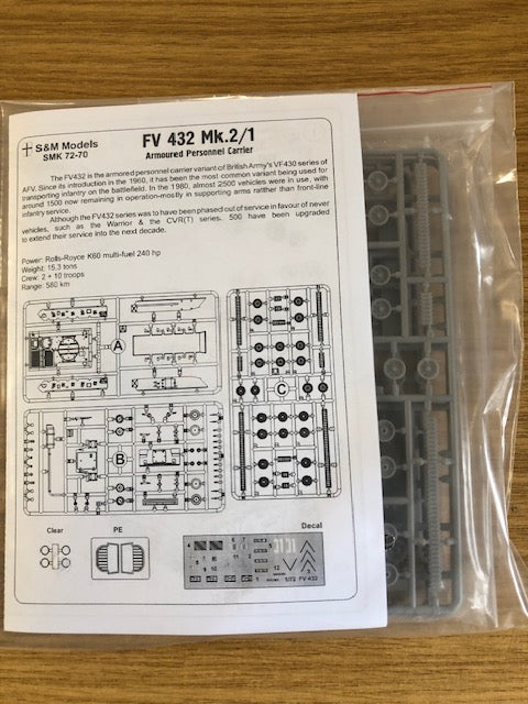 S & M Models SMK72-70 1:72 FV 432 Mk.2/1 Armoured Personnel Carrier