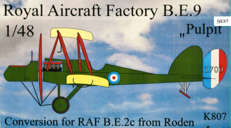 Spin Models SPINK807 1:48 RAF Be.9 Pulpit Conversion