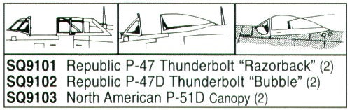 Squadron Canopies SQS9101 1:72 Republic P-47D Thunderbolt 'Razorback' x 2