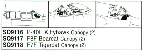 Squadron Canopies SQS9116 1:72 Curtiss P-40E Kittyhawk/Warhawk x 2