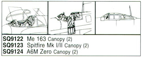Squadron Canopies SQS9123 1:72 Supermarine Spitfire Mk.I/Mk.II x 2