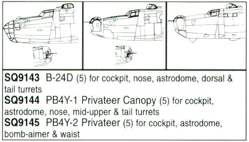 Squadron Canopies SQS9145 1:72 PB4Y-2 Privateer Windows/Astrodome