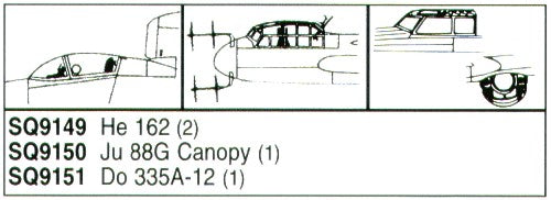 Squadron Canopies SQS9149 1:72 Heinkel He-162A-2 Salamander x 2