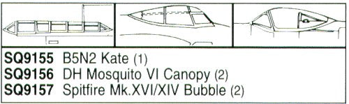 Squadron Canopies SQS9155 1:72 Nakajima B5N2 'Kate' canopy x 1
