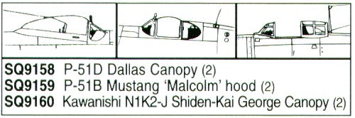 Squadron Canopies SQS9159 1:72 North-American P-51B Malcolm canopy x 2
