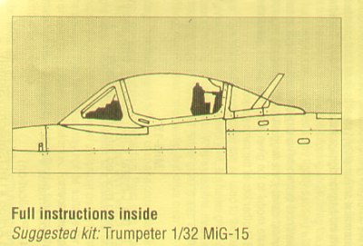 Squadron Canopies SQS9408 1:32 Mikoyan MiG-15