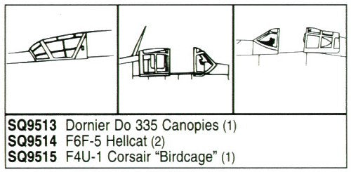 Squadron Canopies SQS9515 1:48 Vought F4U-1 Corsair 'Birdcage'