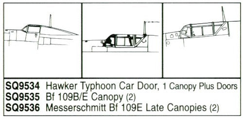 Squadron Canopies SQS9535 1:48 Messerschmitt Bf-109B/Bf-109E x 2