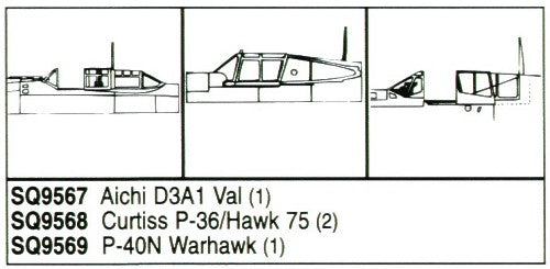 Squadron Canopies SQS9568 1:48 Curtiss P-36 Hawk/Hawk H-75 x 2