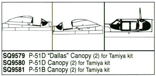 Squadron Canopies SQS9580 1:48 North-American P-51D Mustang x 2