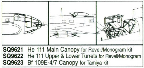 Squadron Canopies SQS9621 1:48 Heinkel He-111H-10 and later canopy