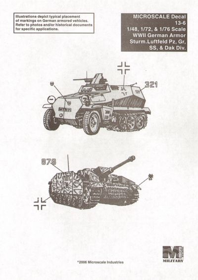 Microscale SS13006 German Panzer Division Insignia DAK