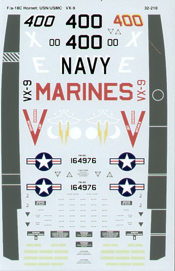 Microscale SS32210 1:32 McDonnell-Douglas F/A-18C 164976 XE/400 VX-9 black fins