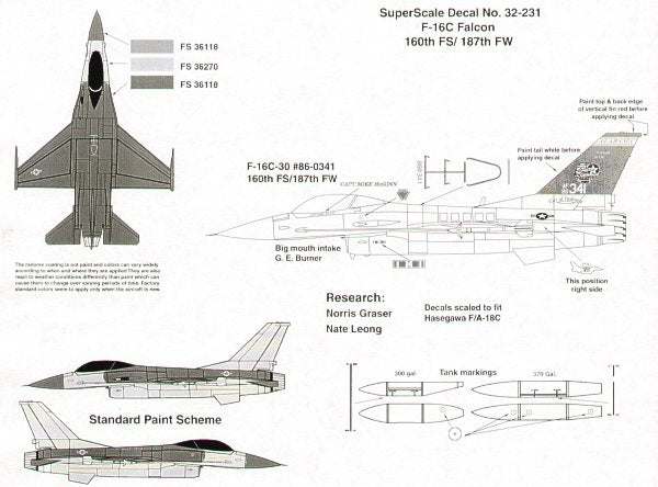 Microscale SS32231 1:32 Lockheed-Martin F-16C