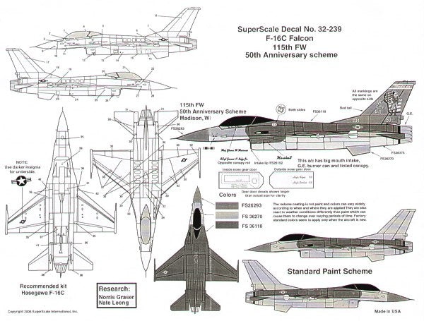 Microscale SS32239 1:32 Lockheed-Martin F-16C