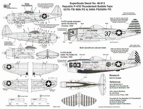 Microscale SS480913 1:48 Republic P-47D Thunderbolt bubbletops
