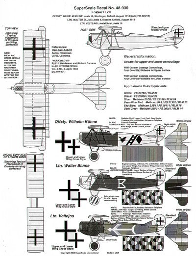 Microscale SS480930 1:48 Fokker D.VII