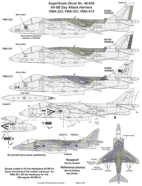 Microscale SS480938 1:48 McDonnell-Douglas AV-8B Harrier II Day Attack Harriers