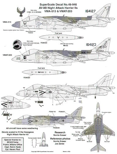 Microscale SS480946 1:48 McDonnell-Douglas AV-8B Harrier Night Harrier